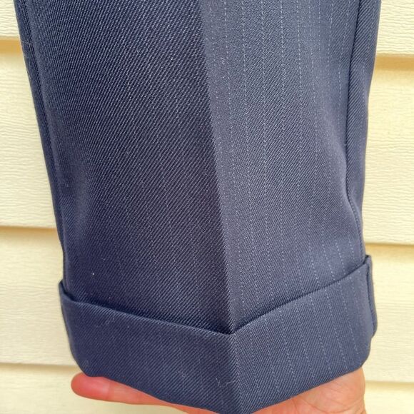 Essentiel Antwerp dark blue/white faint stitch ankle pants, zipper, cuffs, 34(2) - Picture 3 of 13